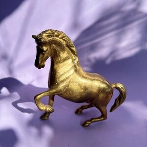 Vintage Solid Brass Heavy Horse Figurine - Elegant Home Art Accent